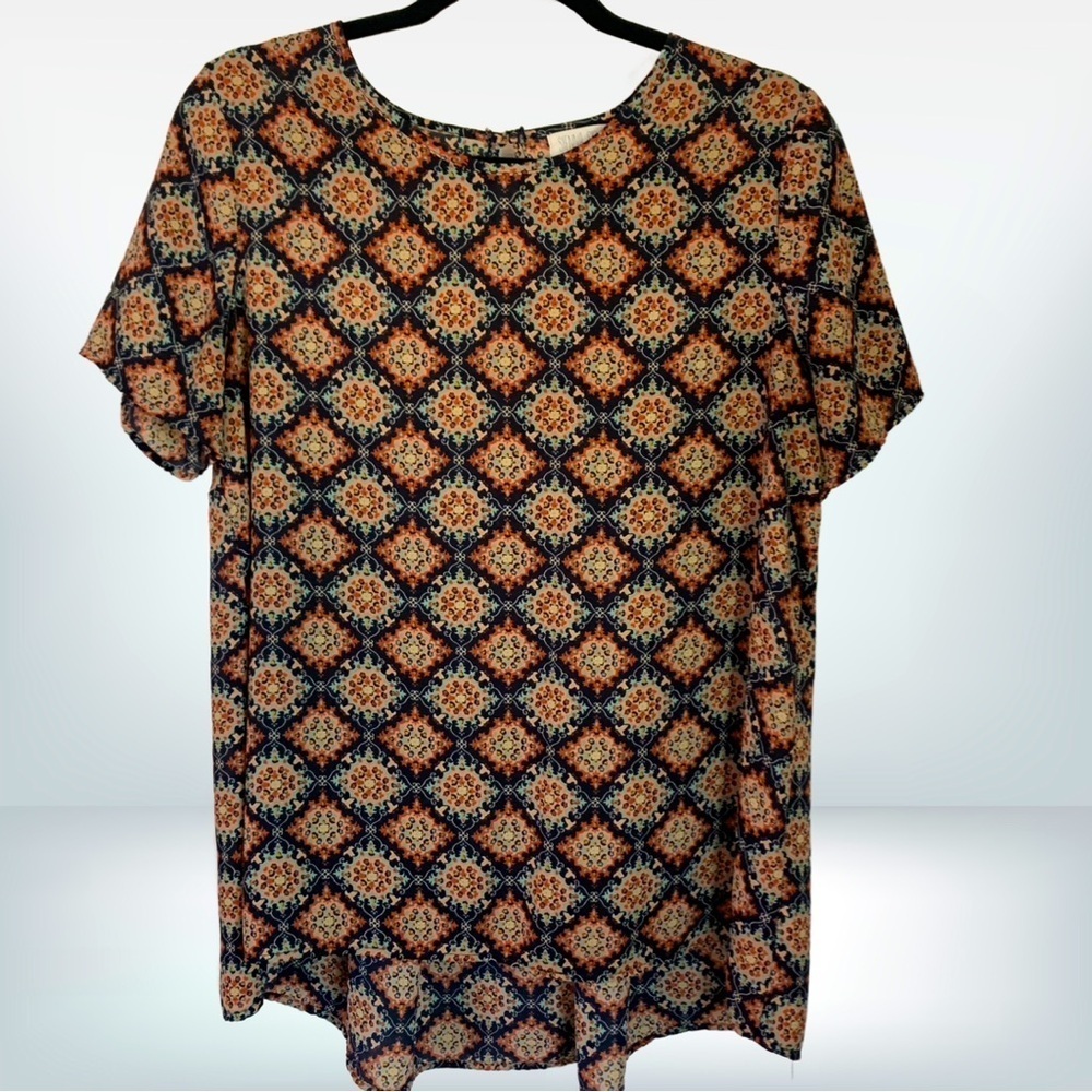 Sienna Sky Boho Flowy Short Sleeve Blouse, size M